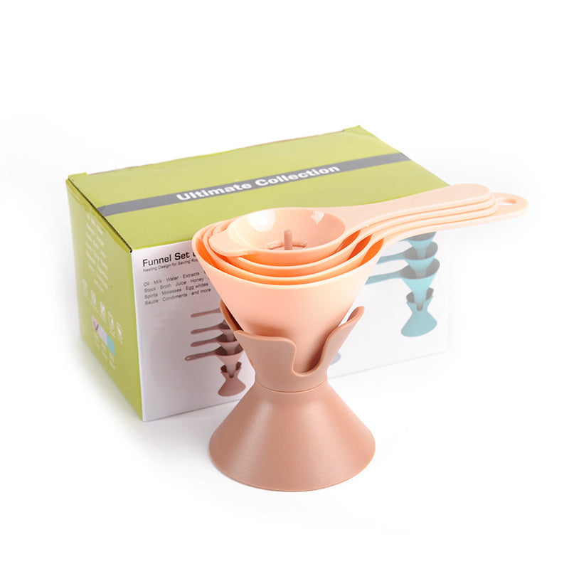 Essential kitchen tool set: 6-in-1 funnel, egg separator, and strainer shown in use
