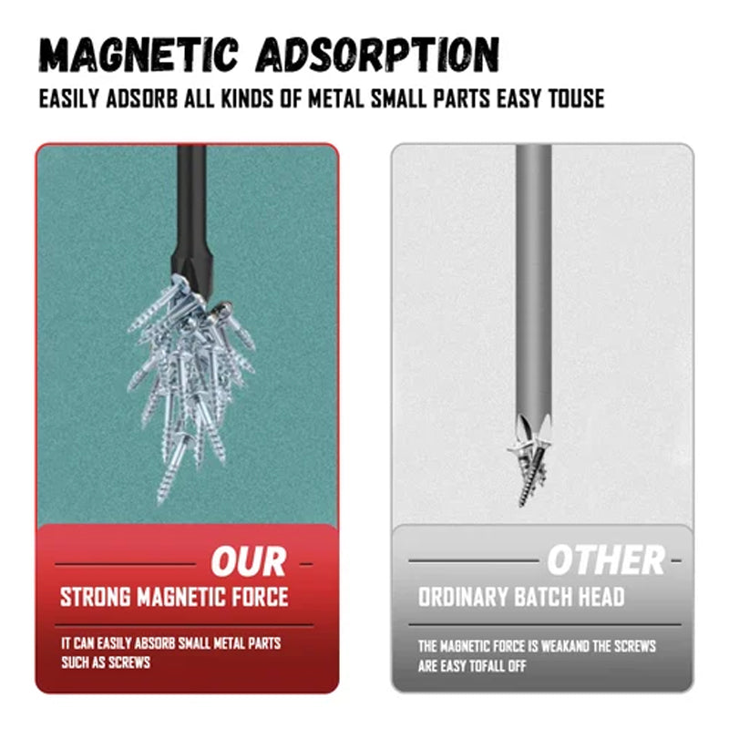 Magnetic tip cross-head impact driver bits, 6-piece set, ideal for various screws