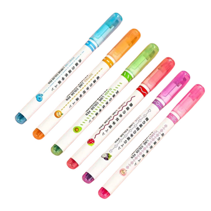 Set of 6 Dual Tip Curve Line Pens, a versatile highlighter set for all your art and craft needs