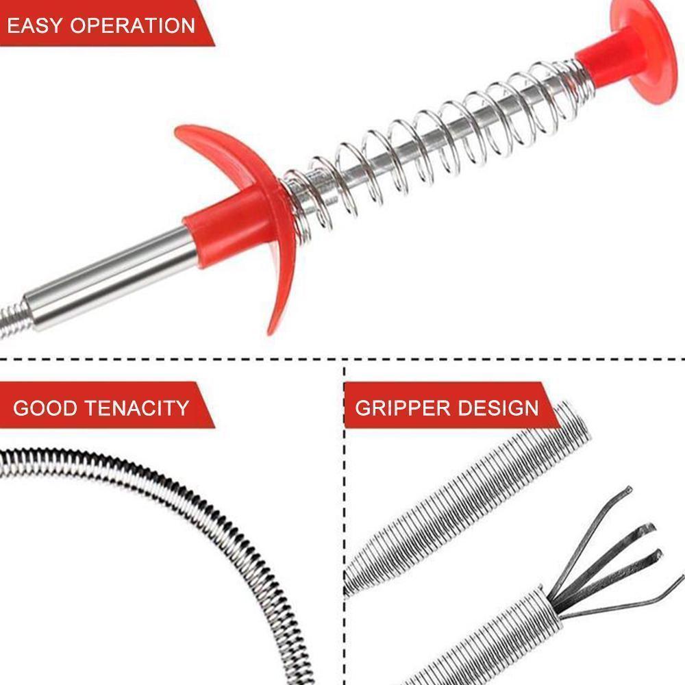 Set of two 60cm kitchen sink drain clog remover tools for efficient cleaning