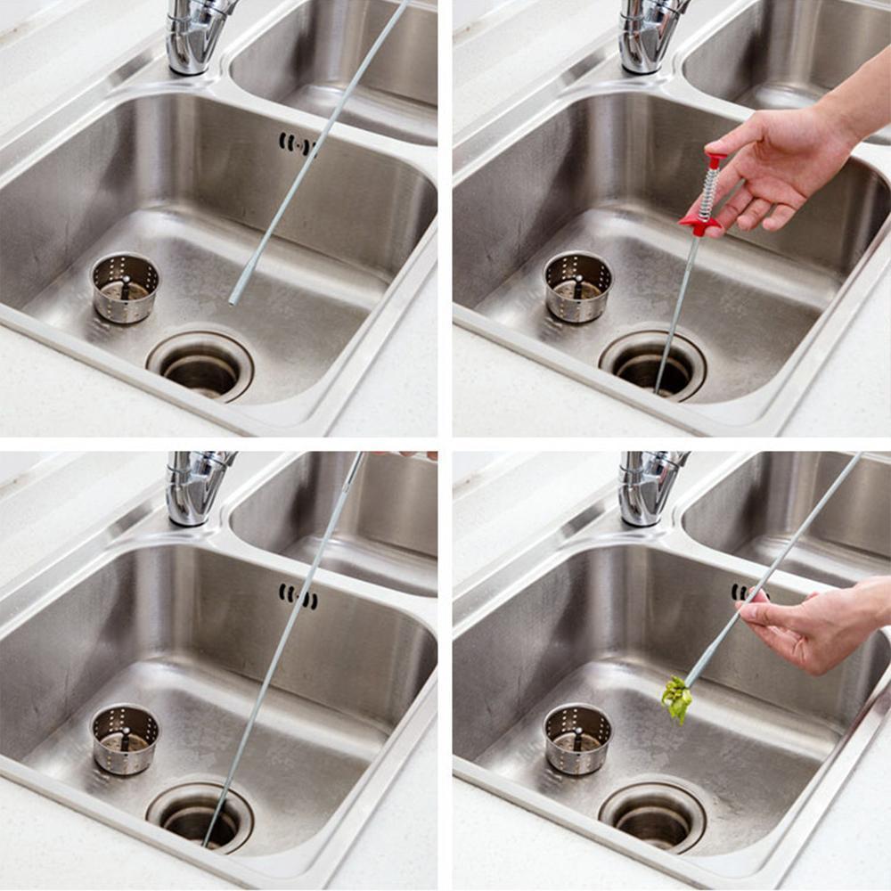 Green 60cm drain clog remover, an essential cleaning tool for kitchen and bathroom drainage