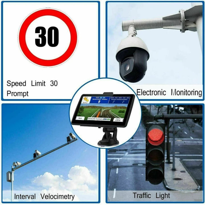 Universal 7-inch GPS for cars & trucks, enhancing safety with a driving assistant and clear route guidance.