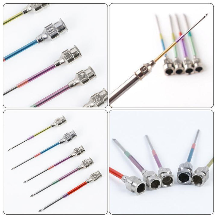 Assortment of punch needles and accessories for embroidery, neatly arranged for crafting.