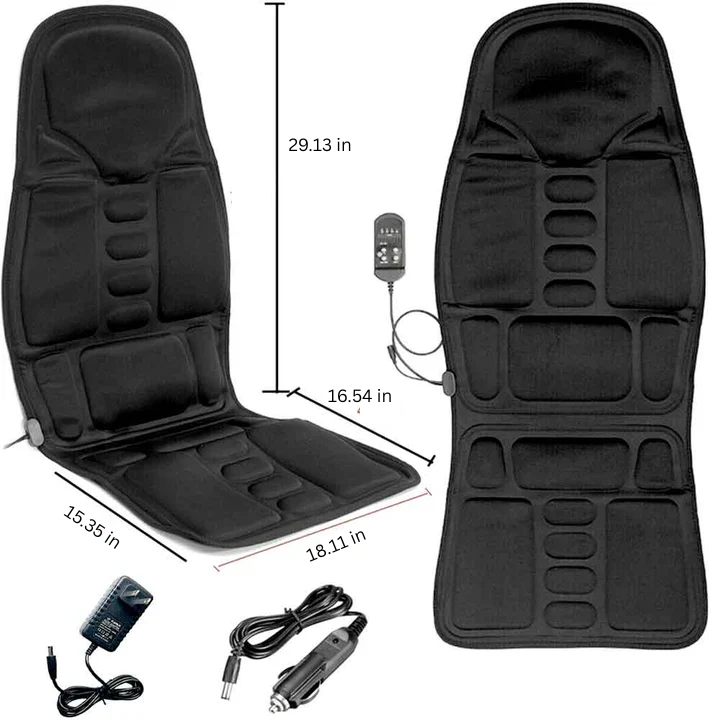 Comfortable heated massage cushion for home relaxation, targeting back and neck stress.