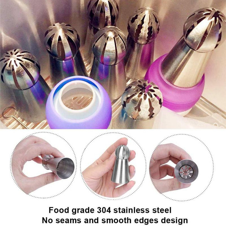 Dessert decorating set, 8 pieces, including all necessary icing nozzles and pastry tools.