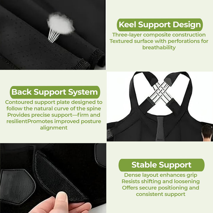 "Adjustable back support belt with massage roller for men and women shown in lifestyle setting, enhances posture and comfort.