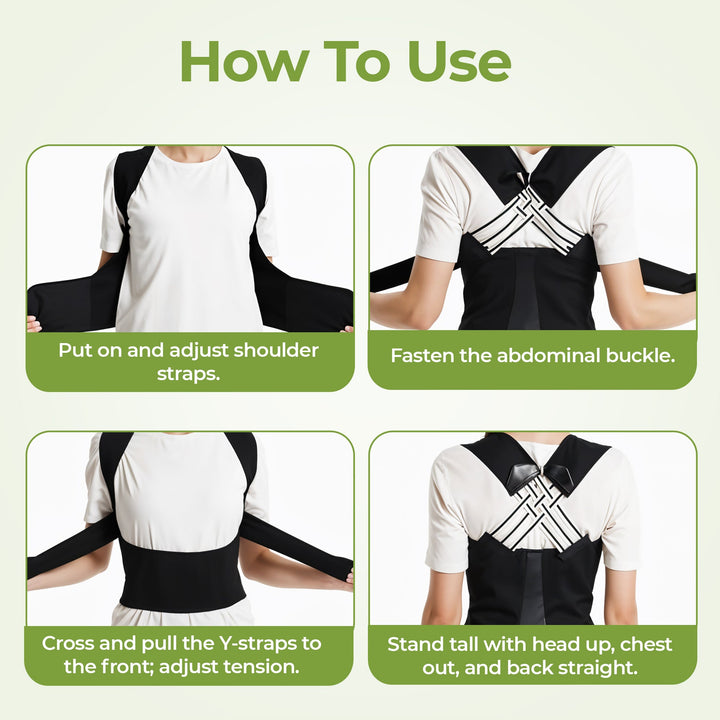 "Adjustable back support belt with massage roller for men and women shown in lifestyle setting, enhances posture and comfort.
