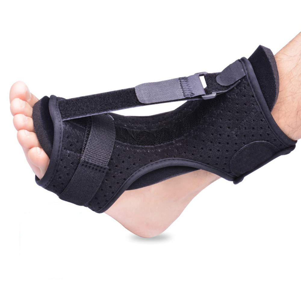 "Adjustable foot and ankle splint for pain relief, lightweight design with bendable aluminum bar and foam padding for comfort