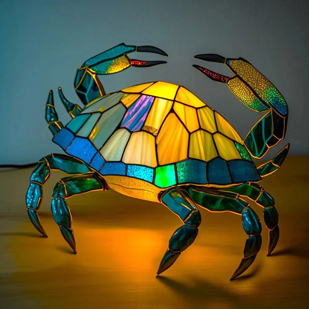 "Artistic animal glass lamp with vibrant stained glass panda design, perfect for home decor; colorful table lamp."