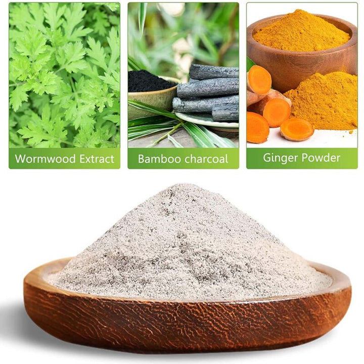 "Bamboo charcoal foot detox patches apply to feet, promoting wellness and stress relief with natural ingredients, close-up vi