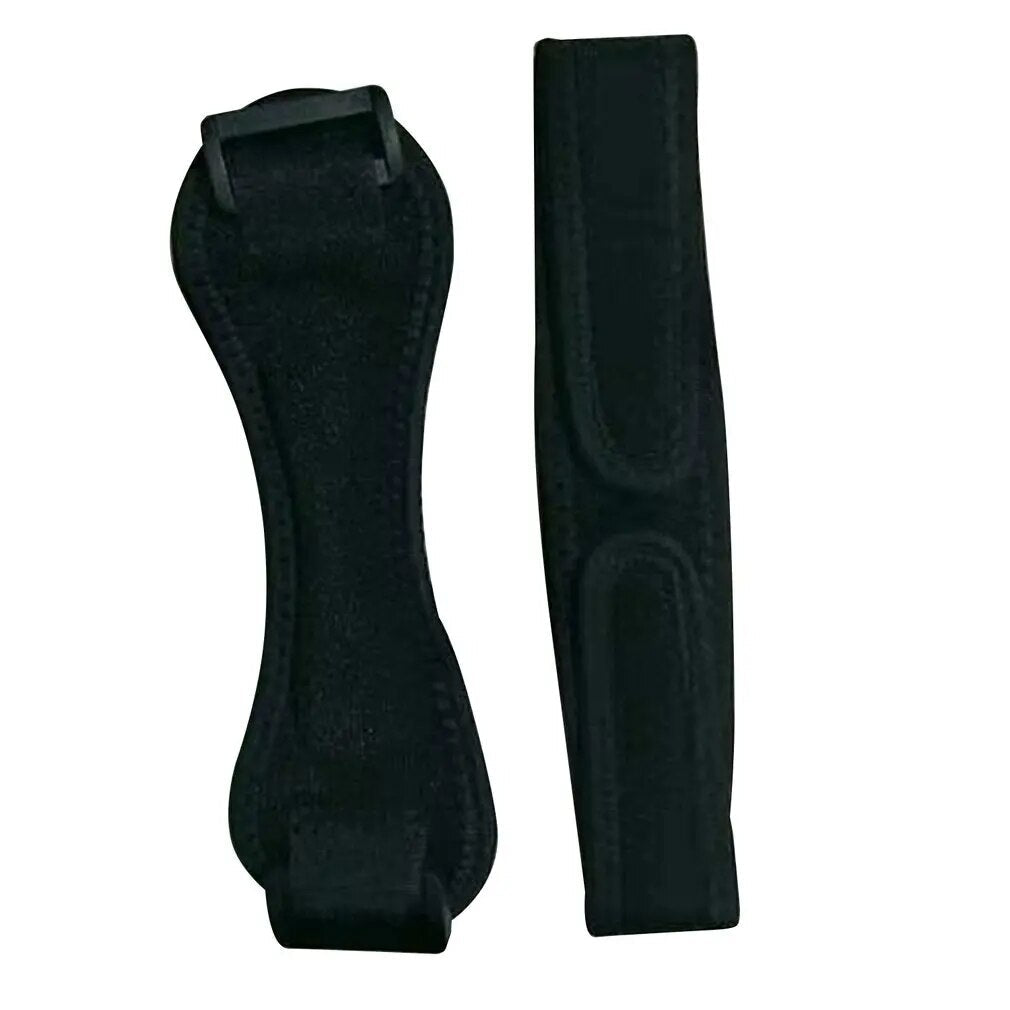 "Black adjustable patella knee strap for pain relief, providing targeted compression and support for athletes and fitness ent