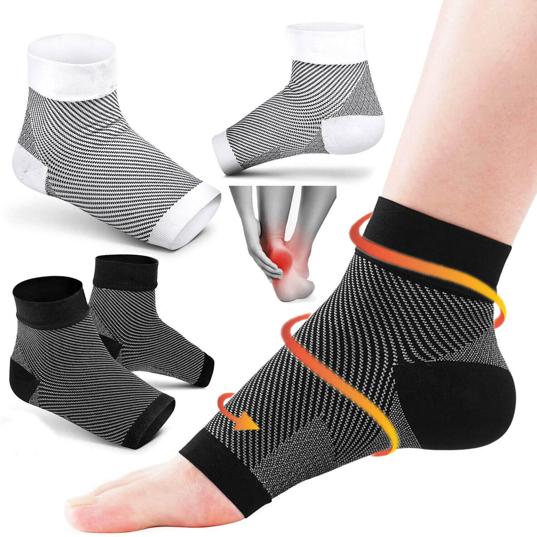"Black unisex SootheFlex compression sport socks, breathable, seamless design, perfect for athletic performance support."