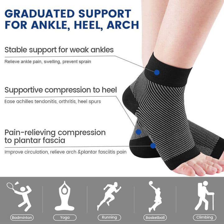 "Black unisex SootheFlex compression sport socks, breathable, seamless design, perfect for athletic performance support."
