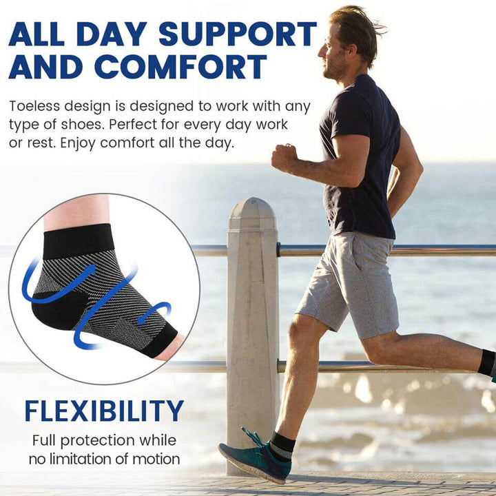 "Black unisex SootheFlex compression sport socks, breathable, seamless design, perfect for athletic performance support."
