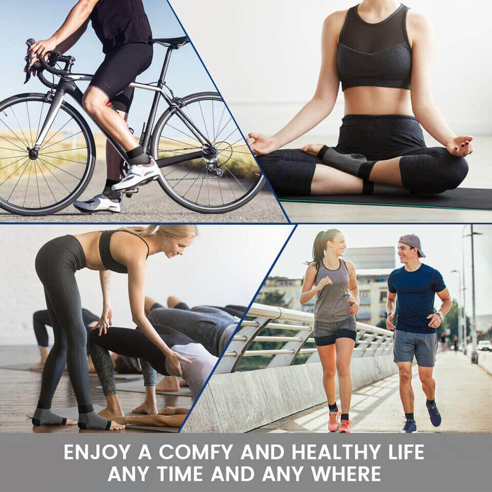 "Black unisex SootheFlex compression sport socks, breathable, seamless design, perfect for athletic performance support."