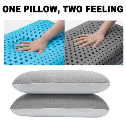 CarbonIce Pillow for all-season comfort with dual memory foam, featuring cooling tech and orthopedic design for restful sleep