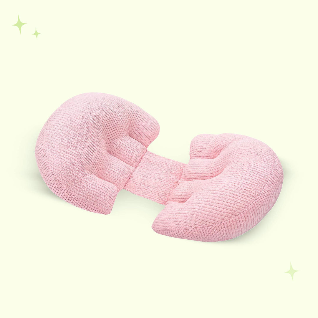 "Comfy maternity side sleeping support pillow for pregnant women, ergonomic design, gray color, enhances comfort and support.