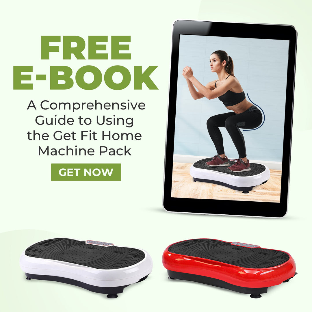 Compact home vibration exercise platform in black with detachable resistance bands, non-slip surface, and remote control.