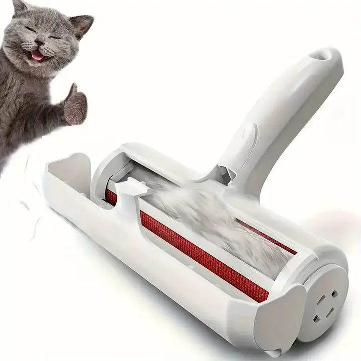 "Compact pet hair remover for easy cleaning; efficiently removes hair from furniture and clothes, eco-friendly, portable desi