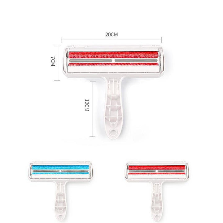 "Compact pet hair remover for easy cleaning; efficiently removes hair from furniture and clothes, eco-friendly, portable desi