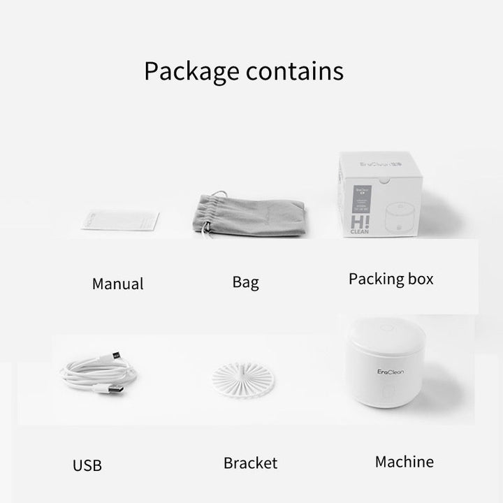 "Compact ultrasonic cleaner with UV lights, ideal for jewelry and watches, featuring a sleek design and deep cleaning technol