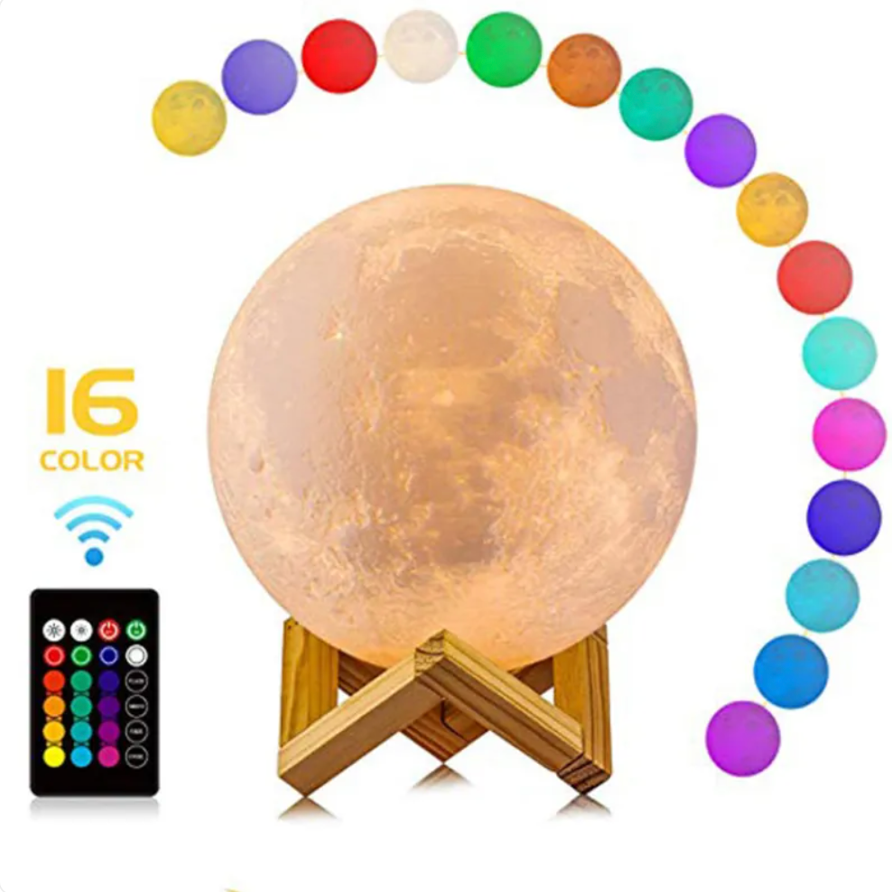 Cordless LED rechargeable table lamp with wooden stand and 16 color options, perfect for home decor and ambiance.