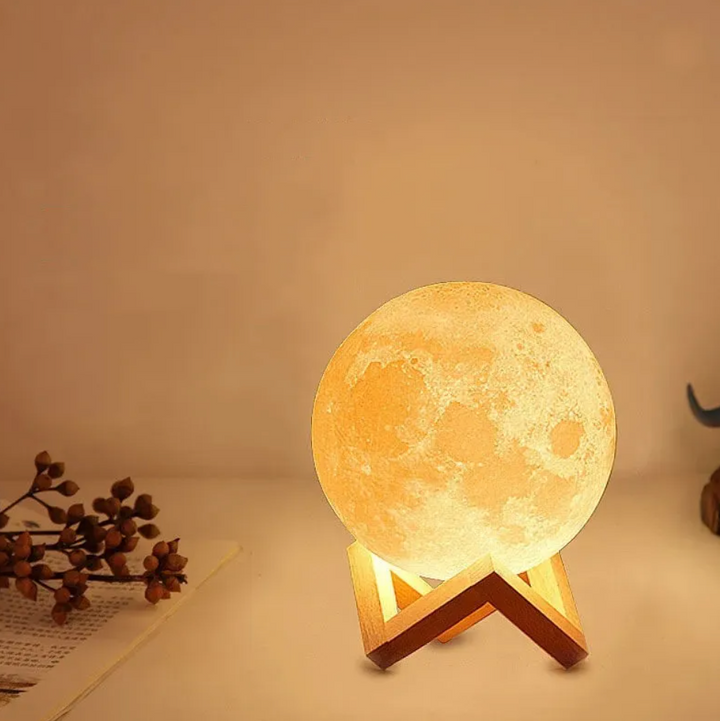 Cordless LED rechargeable table lamp with wooden stand and 16 color options, perfect for home decor and ambiance.