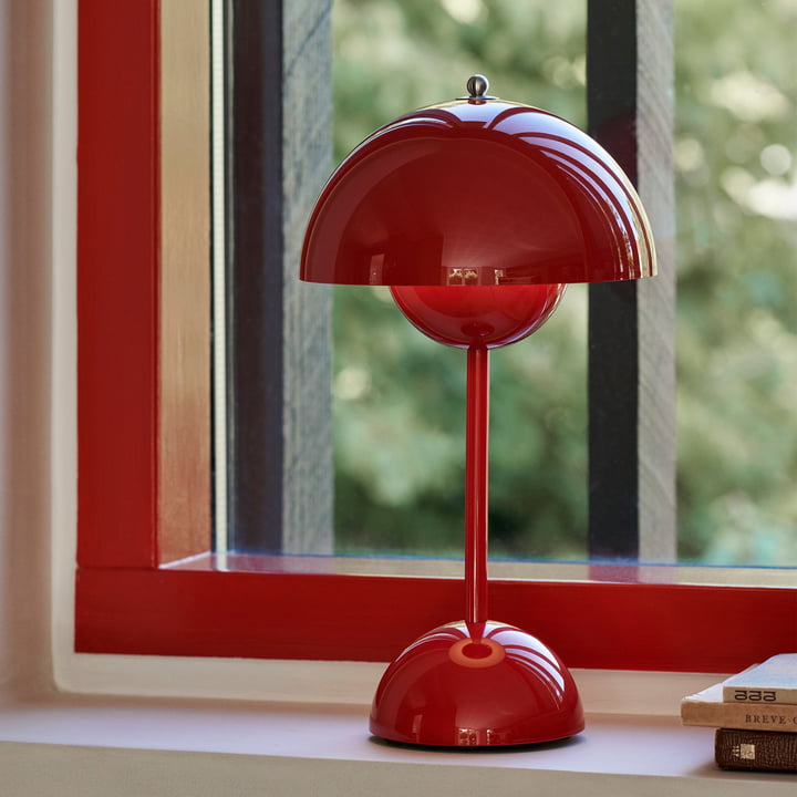 Cordless Retro LED Table Lamp with umbrella shade; emits warm glow; portable and customizable with modern energy-efficient de