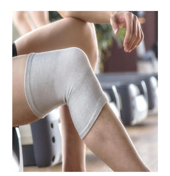 "Eco-friendly bamboo knee support showing soft compression fabric and moisture-wicking design for enhanced comfort."