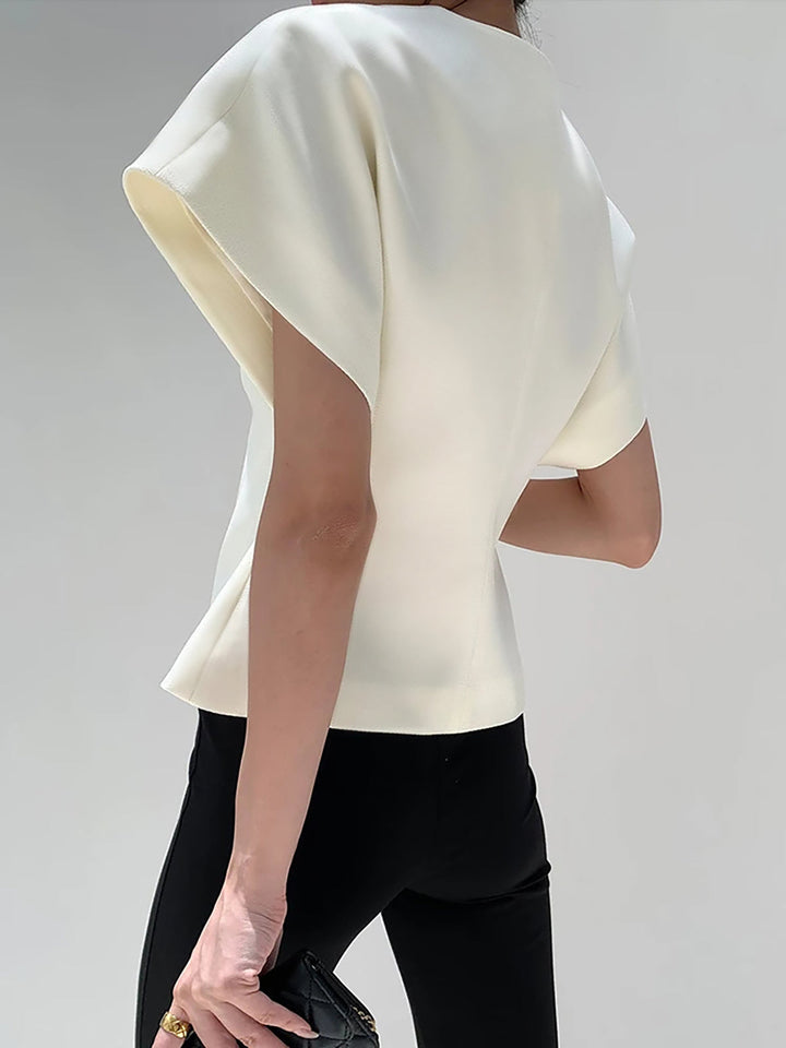 "Elegant women's V-neck blouse with buttons, tailored fit, chic button-down design, ideal for versatile stylish outfits."