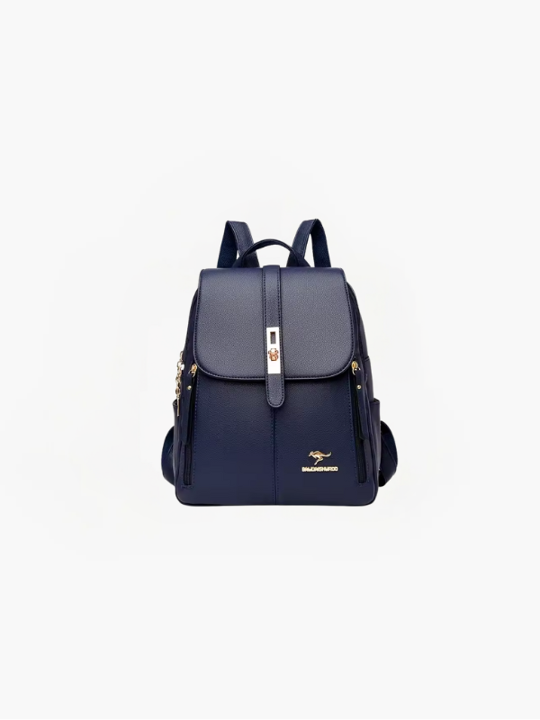 "Elegant women's anti-theft PU leather backpack with RFID protection, featuring chic minimalist design and concealed zippers.