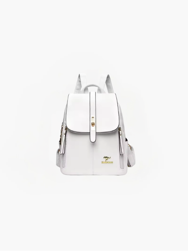 "Elegant women's anti-theft PU leather backpack with RFID protection, featuring chic minimalist design and concealed zippers.