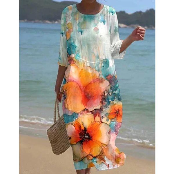 "Elegant women's floral dress with tummy control, front view, showcasing intricate floral patterns for a sophisticated look."