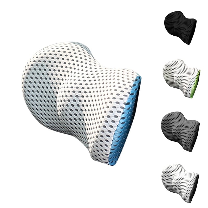 "Ergonomic Memory Foam Lumbar Support Cushion on office chair, featuring breathable cover and adjustable strap for optimal co