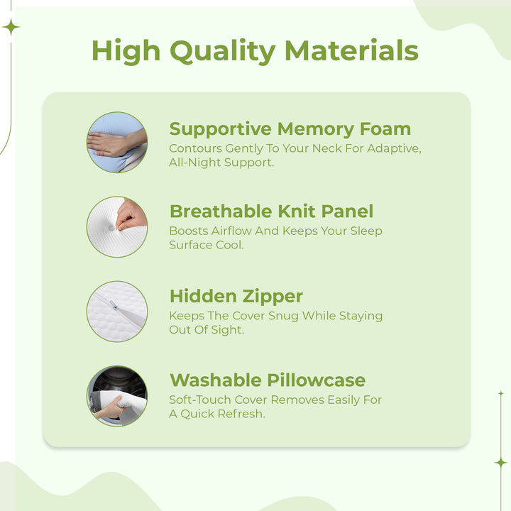 "Ergonomic butterfly-shaped memory foam pillow offering neck support, shown in stylish blue with breathable fabric design."