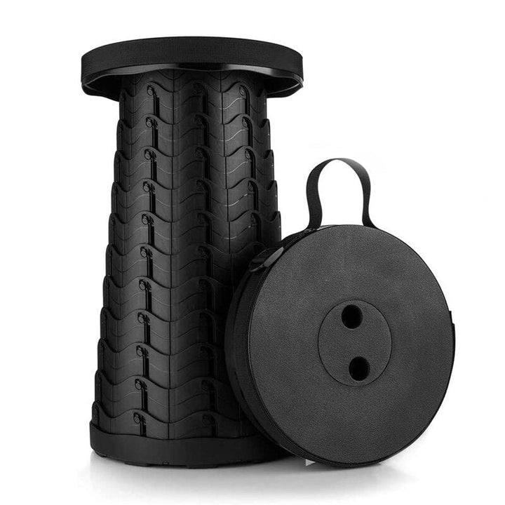 "Foldable portable stool for camping, collapsible design, adjustable height, lightweight, anti-slip base, multi-color options