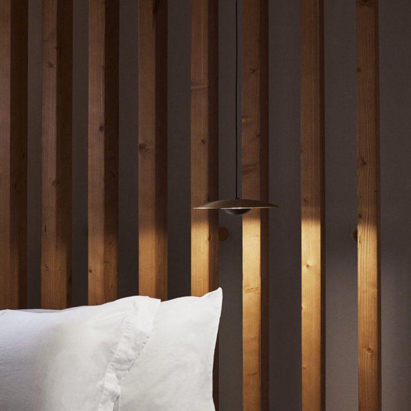 Ginger Nordic Pendant Light, metal with woodgrain and matte black finish, sleek design, ideal for modern interiors.