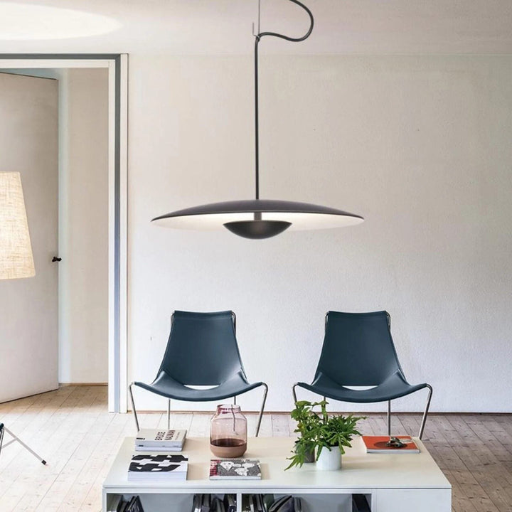 Ginger Nordic Pendant Light, metal with woodgrain and matte black finish, sleek design, ideal for modern interiors.