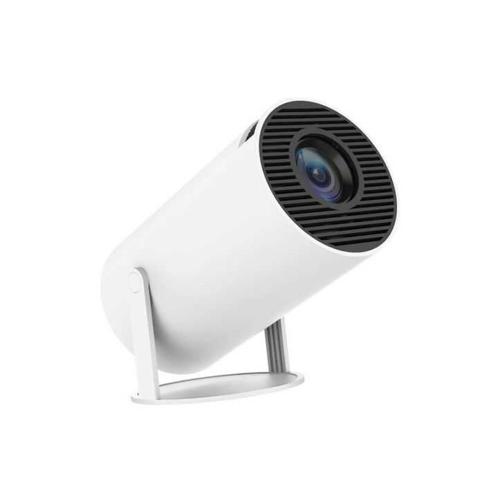 "HD Smart 4K Projector with Bluetooth, showing 130-inch vibrant display, suitable for home theater setup and presentations."