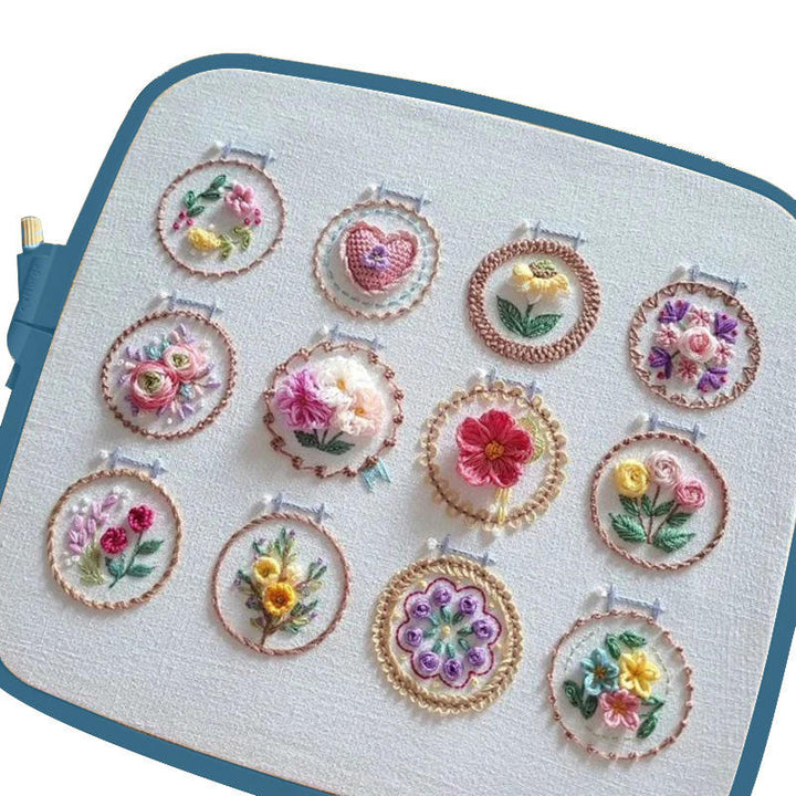 Unisex Small Flower Frame Embroidery Kit | DIY Craft Art