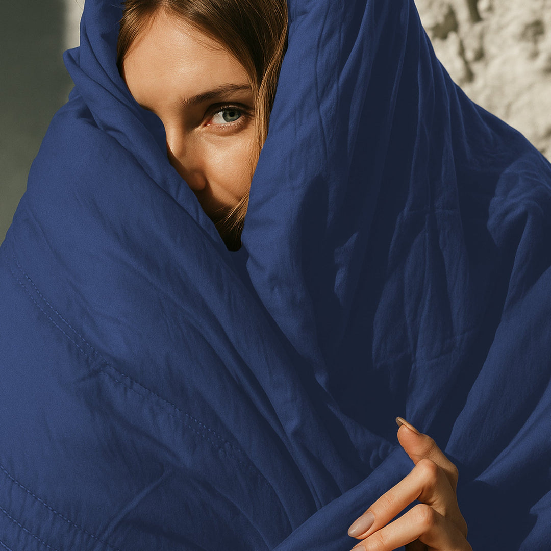 "Ice Cooling Blanket, breathable, moisture-wicking, in soothing blue, green, pink, grey colors, for comfortable sleep."