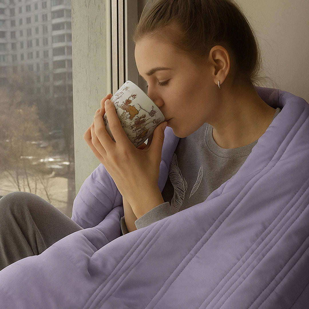 "Ice Cooling Blanket, breathable, moisture-wicking, in soothing blue, green, pink, grey colors, for comfortable sleep."