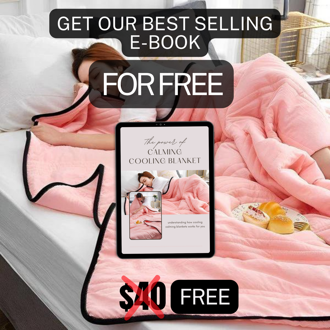 "Ice Cooling Blanket, breathable, moisture-wicking, in soothing blue, green, pink, grey colors, for comfortable sleep."