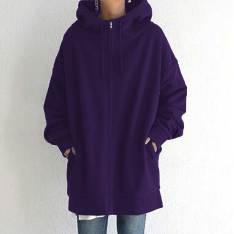 Khaki women's hooded vest jacket with pocket, featuring a front zipper and soft polyester fabric for comfort and style.