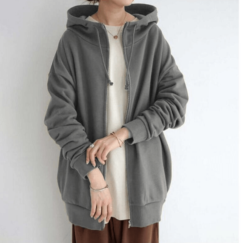 Khaki women's hooded vest jacket with pocket, featuring a front zipper and soft polyester fabric for comfort and style.