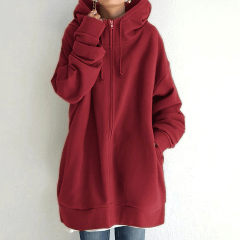 Khaki women's hooded vest jacket with pocket, featuring a front zipper and soft polyester fabric for comfort and style.
