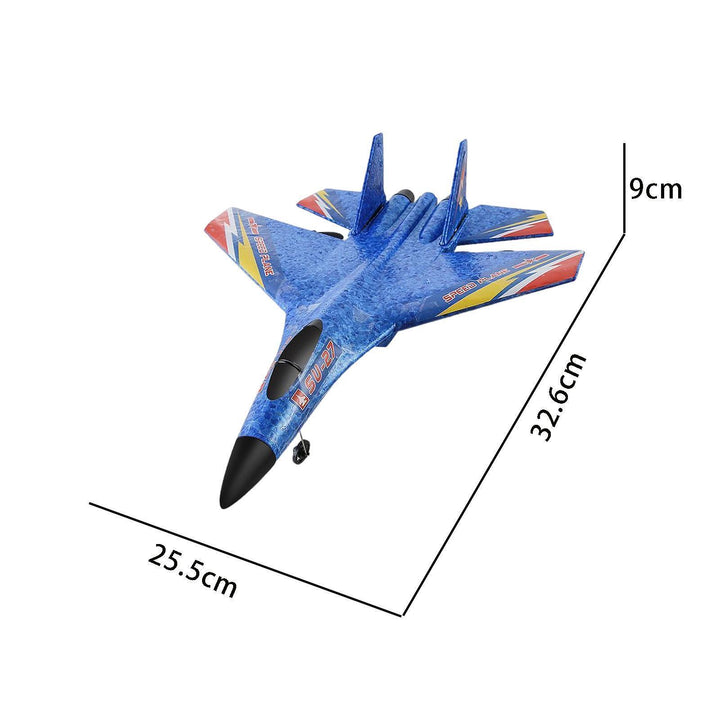 "Kids remote control airplane with LED lights, featuring a sleek design for night flying, encourages fun and creativity."