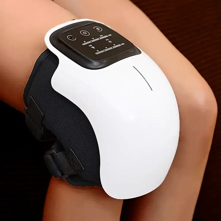 "Knee massager machine with heat and vibration therapy, featuring an ergonomic design for pain relief and mobility improvemen