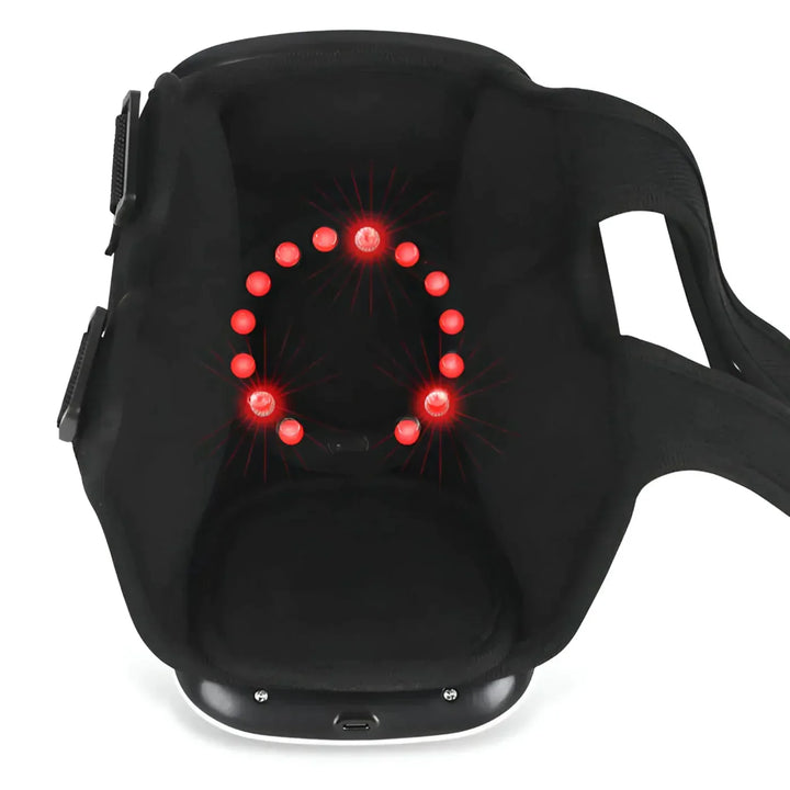 "Knee massager machine with heat and vibration therapy, featuring an ergonomic design for pain relief and mobility improvemen