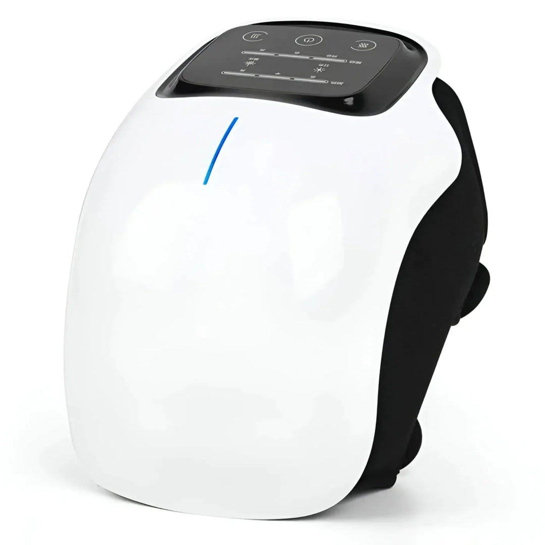 "Knee massager machine with heat and vibration therapy, featuring an ergonomic design for pain relief and mobility improvemen
